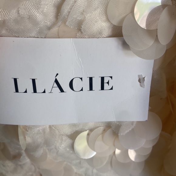 LLACIE FANCO OFF WHITE SEQUIN MINI DRESS MEDIUM NEW - Picture 2 of 8